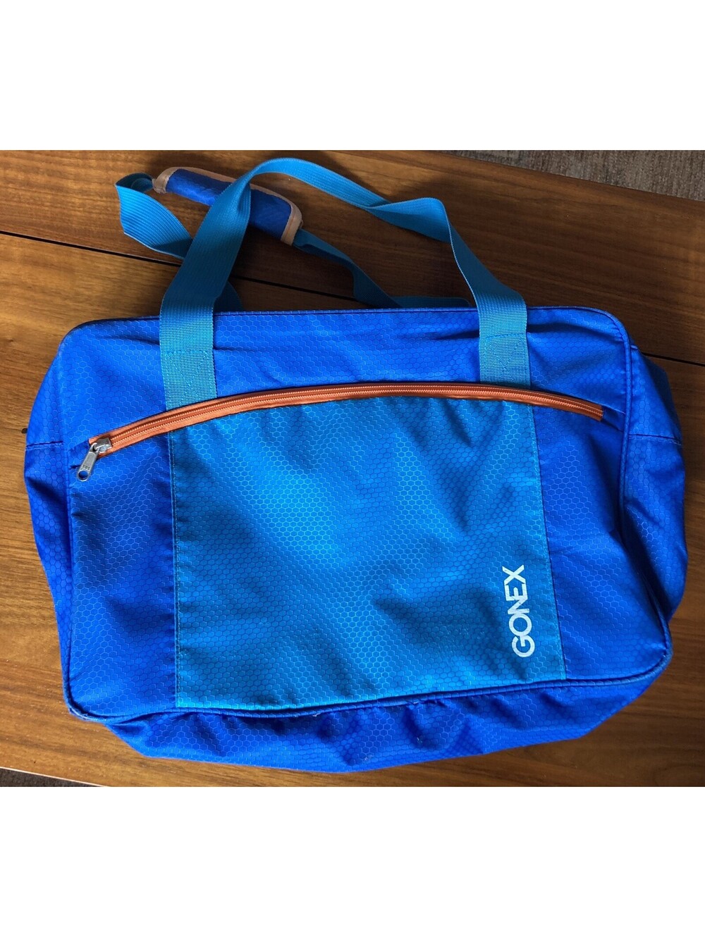 GONEX Gym Bag Duffle Blue 3 Pocket 16x10x6 Retro Color Pattern Travel Carry On